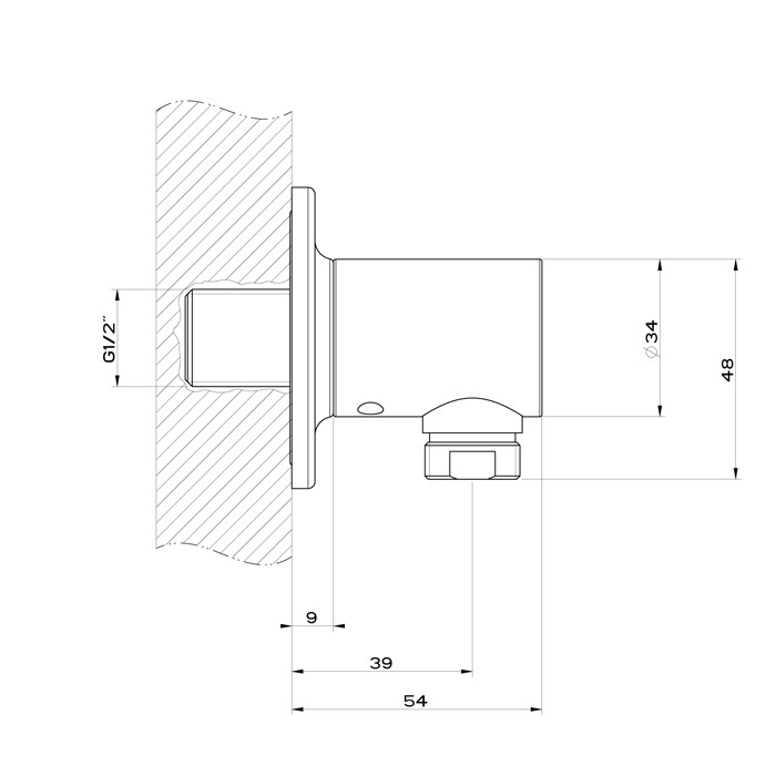 Вывод воды на 1/2", Gessi Inciso, black xl арт. 58169#299