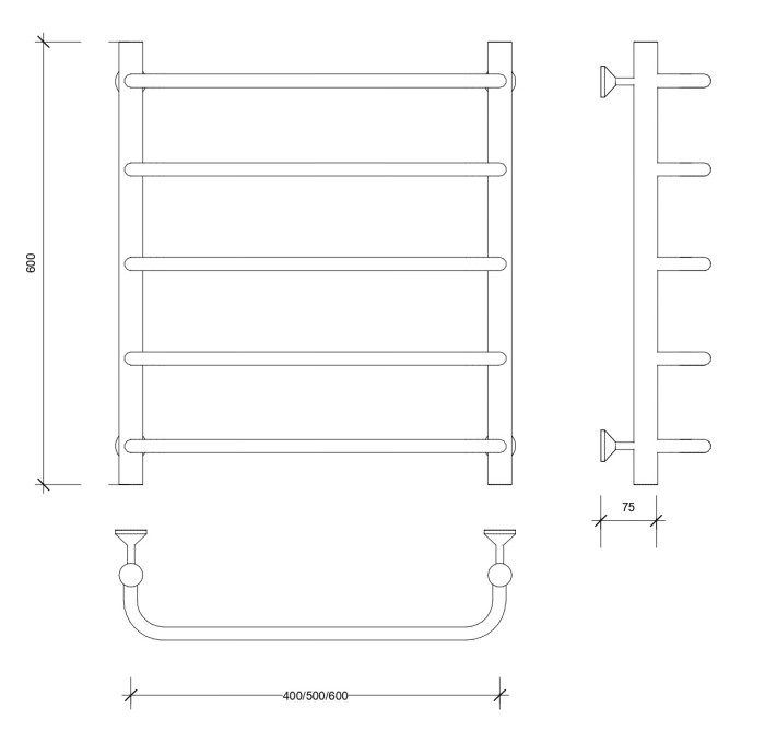 Полотенцесушитель водяной 60x40 Мерида 1 (хром) Secado арт. 4603777445188