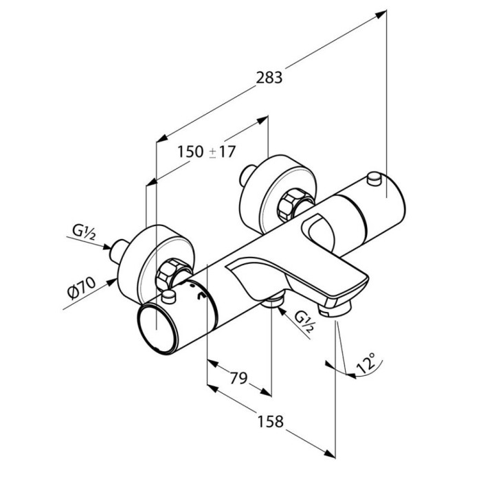 Термостат для ванны и душа, objekta therm e Kludi, хром - 352010538