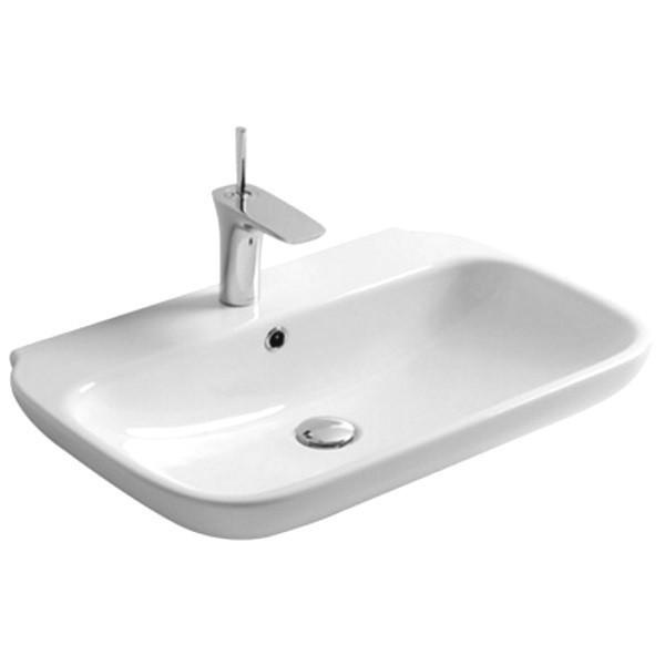 Раковина 75х45хh14 см, с 1 отв. подвесная, накладная, Olympia ceramica Clear, белый глянцевый арт. CLE4375101