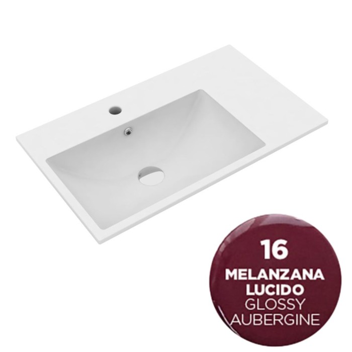 Раковина 90x45 см, с 1 отв. подвесная, встраиваемая, Olympia ceramica Tutto evo, баклажан глянцевый арт. TUE4890116