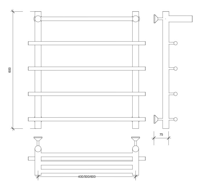 Полотенцесушитель водяной 60x60x70 Турин 1 СП (хром) Secado арт. 4603777446802