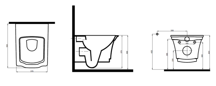 Подвесной унитаз без узора, Boheme Hermitage - 951