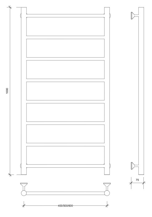 Полотенцесушитель водяной 100x40 Триада 1 (черный) Secado арт. 4673739228500
