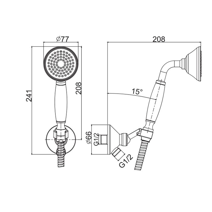 Fima Carlo Frattini Душевой комплект с ручным душем с белой керамической ручкой, держатель с подводом воды и металл шланг 1500 мм., Wellness, F2287/8CR цвет: хром