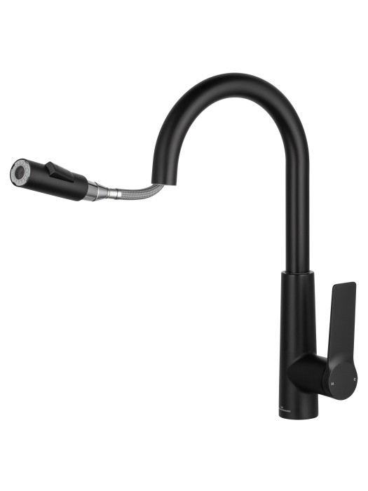 Смеситель для кухни с выдвижным изливом, Wonzon & Woghand, WW-A20782-MB цвет: черный