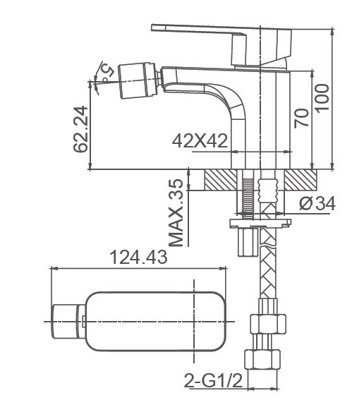 Смеситель для биде, Wonzon & Woghand Arnie, WW-695001-CR цвет: хром