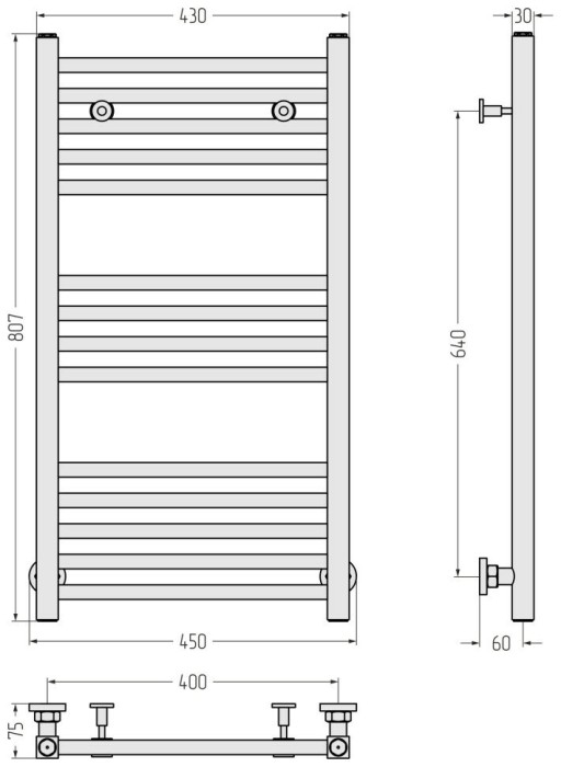 Сунержа Водяной полотенцесушитель 800x400, Модус, 12-0250-8040 цвет: белый