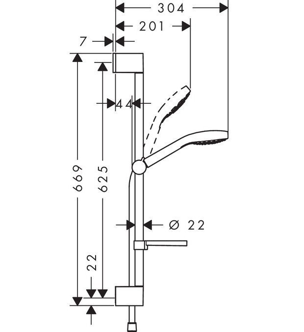 Душевой гарнитур Vario со штангой 65см и мыльницей Croma Select E Hansgrohe, белый, хром арт. 26586400