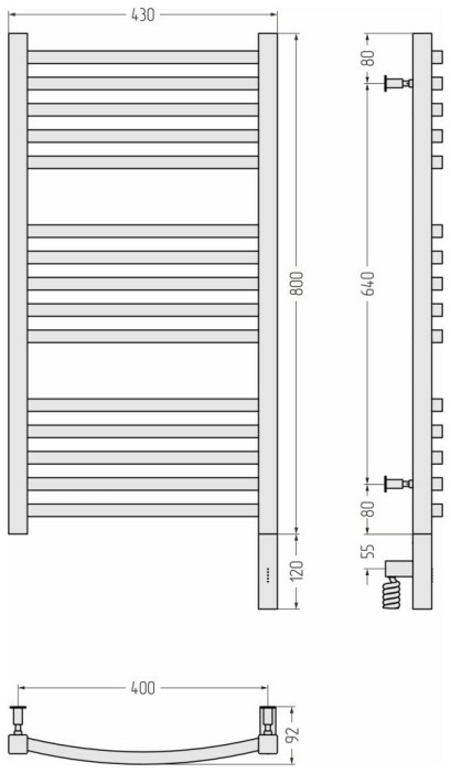 Сунержа Электрический полотенцесушитель 1000x400, Аркус 3.0, 15-5705-8040 цвет: тёмный титан муар