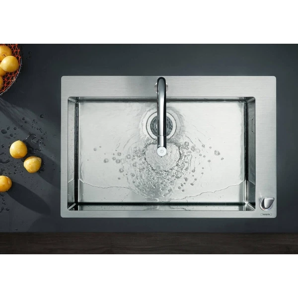 Смеситель для кухни, на 2 отверстия, с вытяжным изливом, Hansgrohe Metris Select M71, хром арт. 73819000