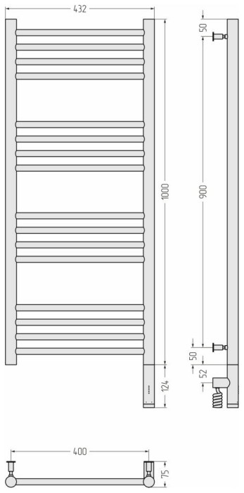 Сунержа Электрический полотенцесушитель 1000x400, Богема 3.0, 071-5805-1040 цвет: сатин
