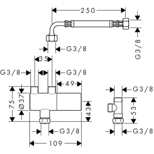 Термостат под умывальник, Hansgrohe Ecostat, хром арт. 15346000