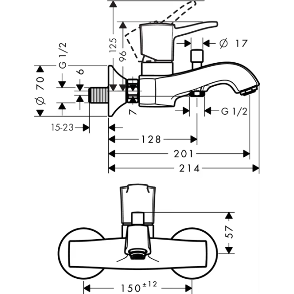 Смеситель для ванны, Hansgrohe Metropol Classic, хром арт. 31340000
