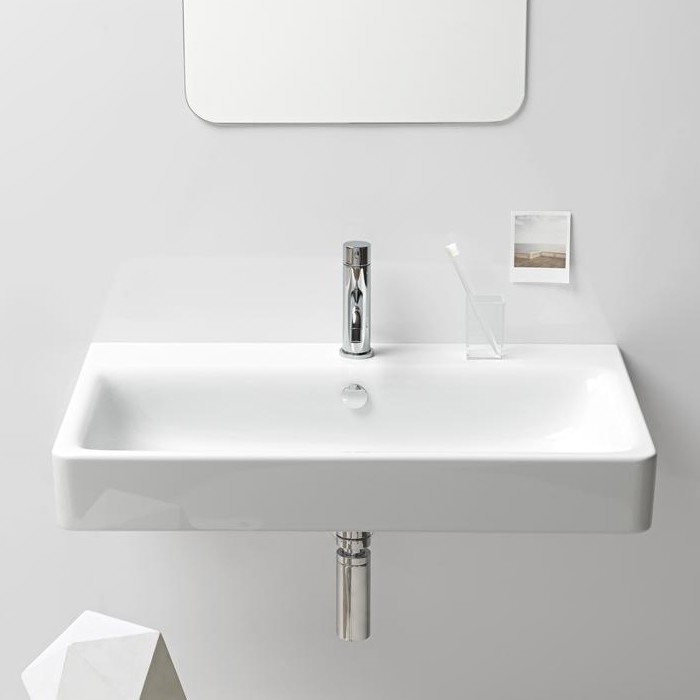 Подвесная раковина 80х50х19 см, с переливом, 1 отверстие под смеситель, санфарфор, Sand GSI арт. 9022111