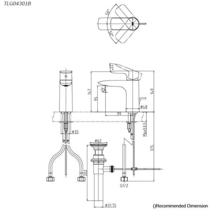 Смеситель для раковины, MH TOTO, TLG04301B цвет: хром