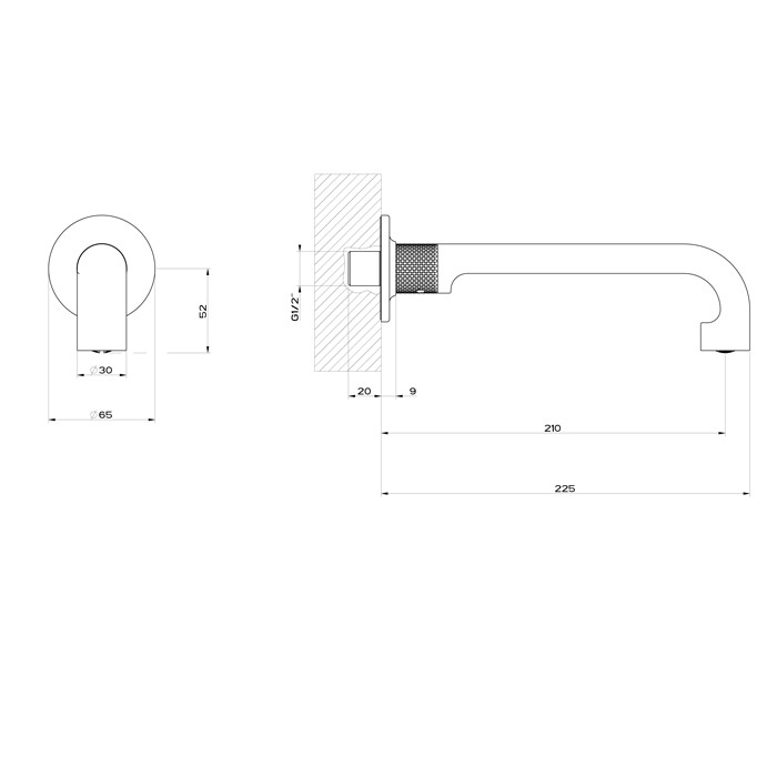 Настенный излив на 1/2”, комбинируемый с удаленным управлением, Gessi Inciso, золото арт. 58100#246