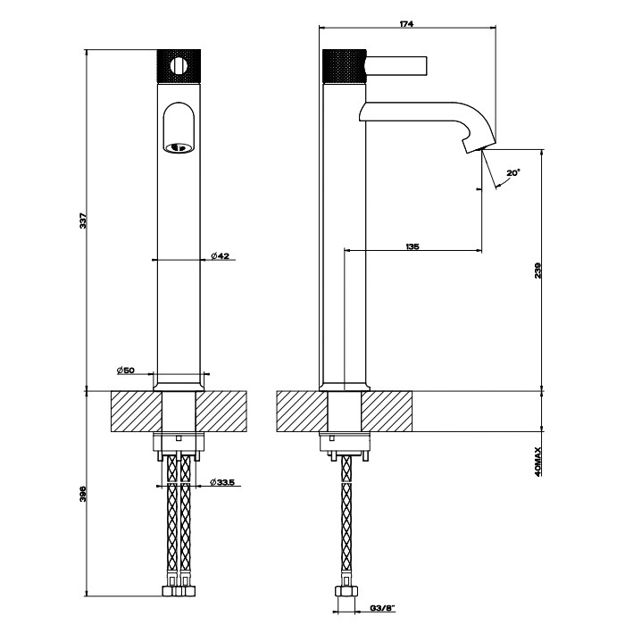 Смеситель для раковины, 1 отв., Gessi Inciso, хром арт. 58004#031