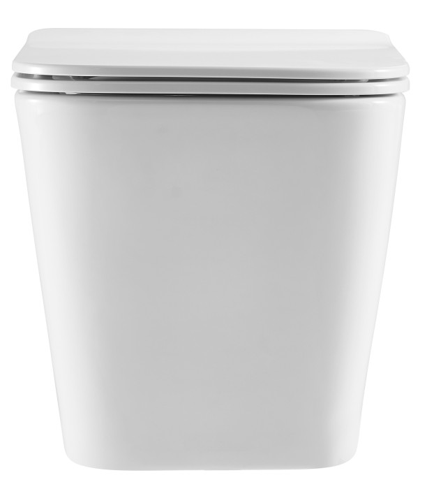 Подвесной унитаз 490х345х355 безободковый, квадратный, с системой антивсплеск (торнадо) в комплекте с сидением микролифт, Azario Teramo арт. AZ-0052-UQ