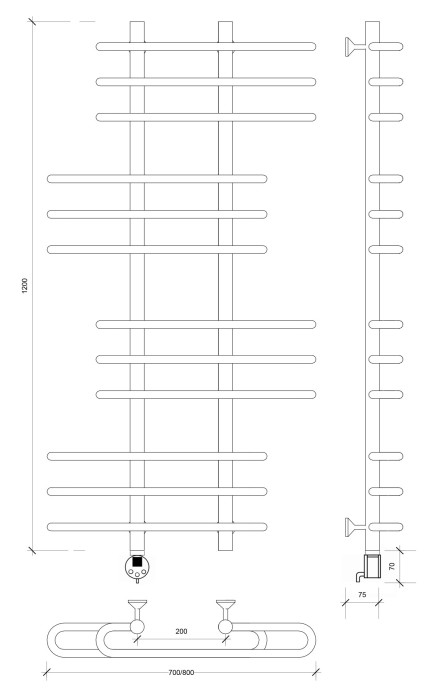Полотенцесушитель электрический 120x20x80 Венеция 6 Secado арт. 4673739234464