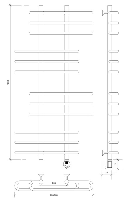 Полотенцесушитель электрический 120x20x80 Венеция 6 Secado арт. 4673739234464
