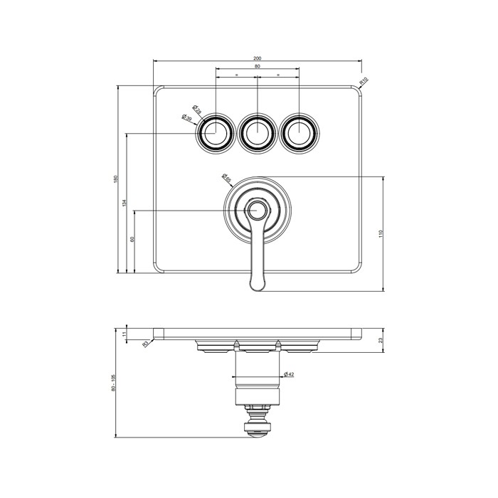 Смеситель для душа настенный встраиваемый, однорычажный, с 3 запорными кнопками, Gessi Hi Fi Eclectic, хром арт. 65244#031