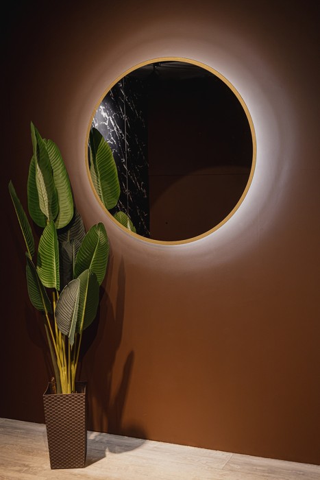 Зеркало d770 бесконтактный сенсор, золотая рамка, Azario Monaco-gold - LED-00002766