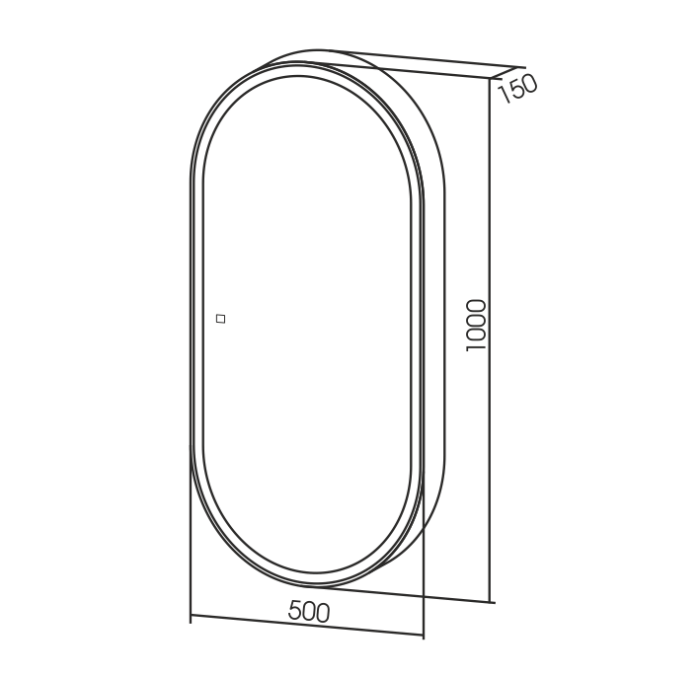 Зеркало-шкаф 500х1000 подсветка, сенсорный выключатель с функцией диммера, Azario Soho - LED-00002515