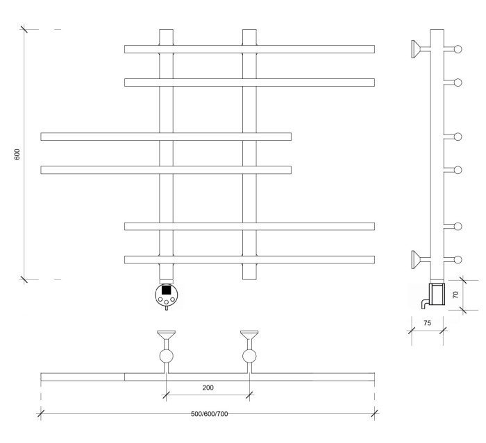 Полотенцесушитель электрический 60x20x70 Турин 5 Secado арт. 4673739245132