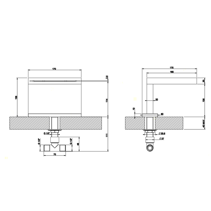 Каскадный излив для ванны, для монтажа с удаленным управлением (не входит в комплект), Gessi Rettangolo, хром арт. 20191#031