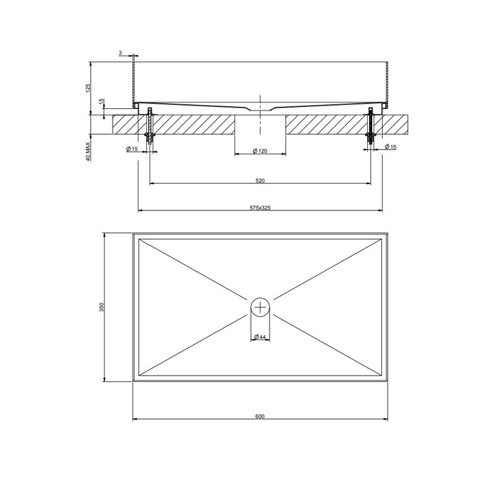 Раковина 60x35 см., для установки на столешницу, без перелива, нержавеющая сталь, Gessi 316, black xl арт. 54606#299