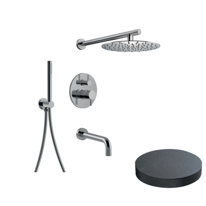 Внешняя часть для встраиваемого комплекта для душа, на 3 режима, верхний душ d250, ручной душ, излив на ванну, Giulini My future, графит арт. 5970-EPGF