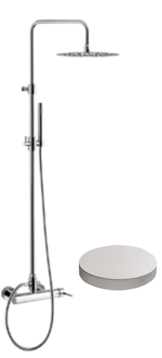 Комплект для душа настенного монтажа, с душевой колонной и верхним душем из латуни, Giulini Futuro, матовый белый арт. 6508WCS25XBO