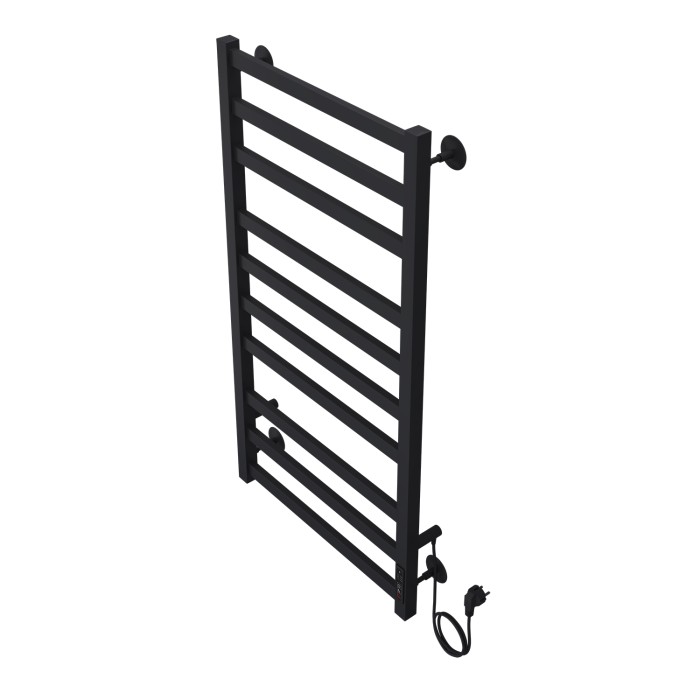 Полотенцесушитель электрический 500/1000 квадрат, 10 секций, диммер справа, черный, Palermo Azario - AZ83850B