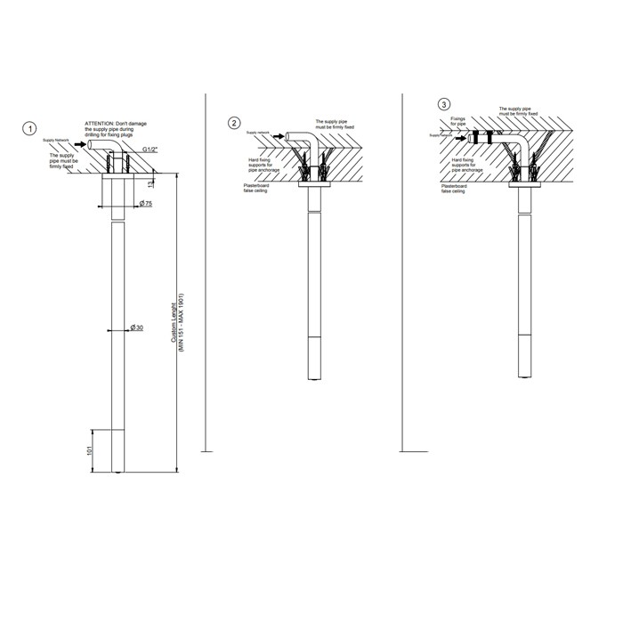 Потолочный излив с длиной под заказ, Gessi Origini, хром арт. 63499#031