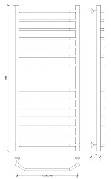 Полотенцесушитель водяной 120x60 Агата 4 (хром) Secado арт. 4603777444457