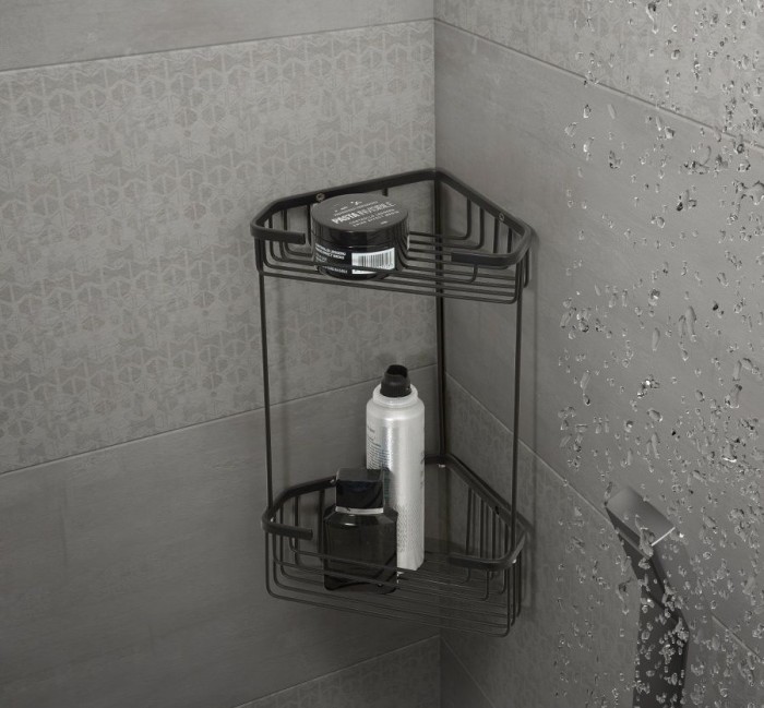 Решётка угловая 2-х уровневая, высота 32,5 см Gedy, 2482(14) цвет: черный