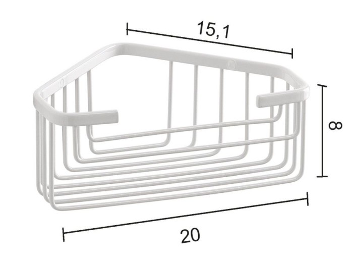 Решётка угловая 1-уровневая (20х15,1хh8) Gedy, 2483(02) цвет: белый