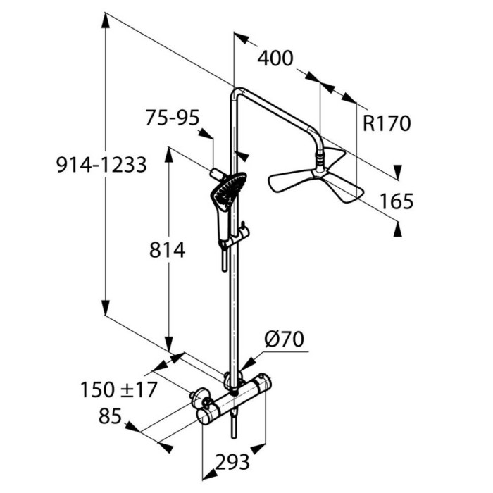 Душевая система с термостатом, fizz Kludi, хром - 6709605-00