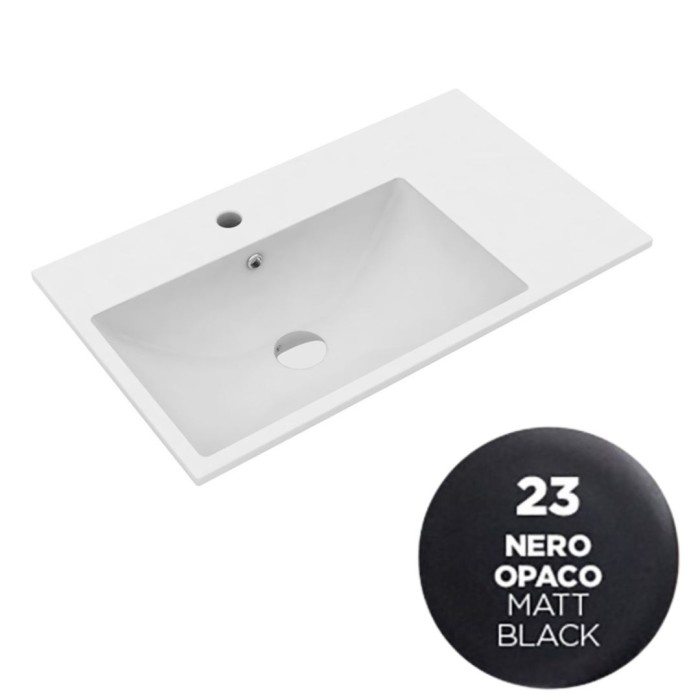 Раковина 90x45 см, с 1 отв. подвесная, встраиваемая, Olympia ceramica Tutto evo, черный матовый арт. TUE4890123