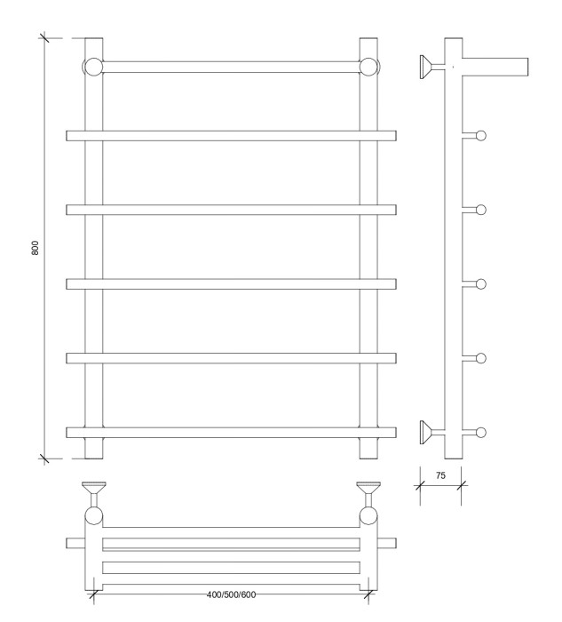 Полотенцесушитель водяной 80x40x50 Турин 1 СП (хром) Secado арт. 4603777446819