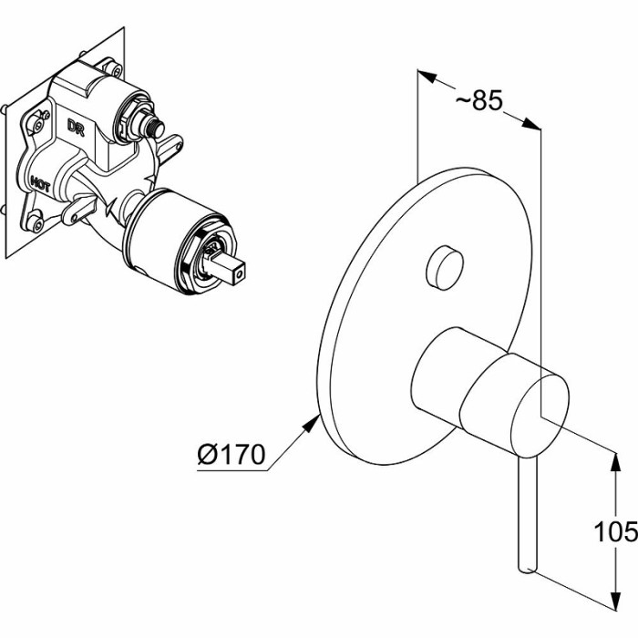 Встраиваемый смеситель для ванны и душа, матовый, автом. Переключатель душ, ванна push&switch, bozz Kludi, белый матовый - 386595376