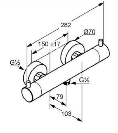 Смеситель для душа с термостатом, bozz Kludi, брашированное золото - 35203n038
