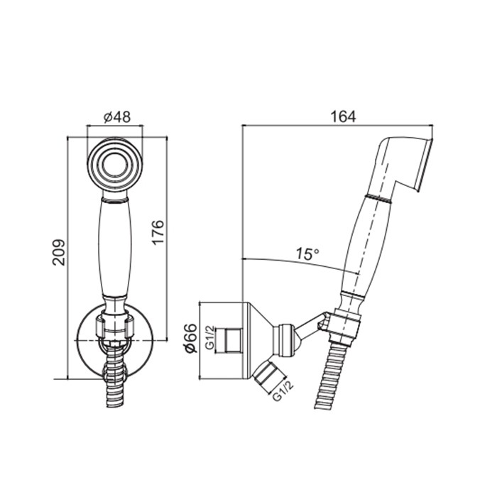 Fima Carlo Frattini Душевой комплект с ручным душем, держателем с подводом воды и металлическим шлангом 1500 мм., Wellness, F2287/6CR цвет: хром