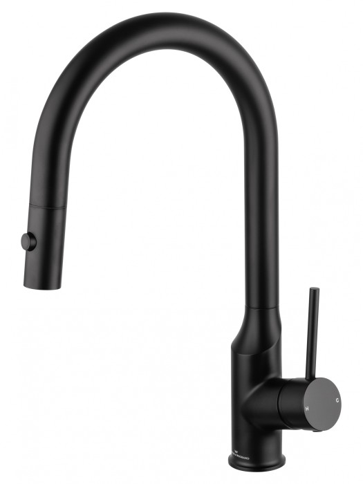 Смеситель для кухни с выдвижным изливом, Wonzon &amp; Woghand, WW-A21252-MB цвет: черный