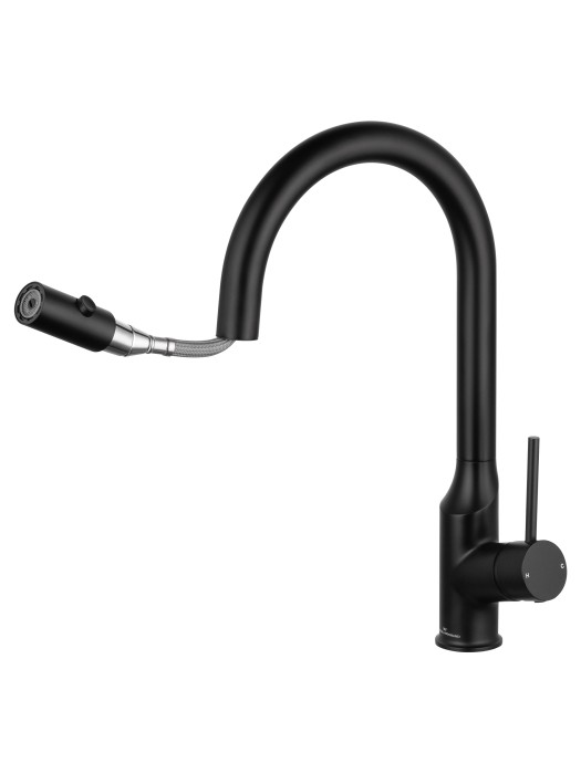 Смеситель для кухни с выдвижным изливом, Wonzon & Woghand, WW-A21252-MB цвет: черный