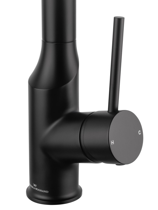 Смеситель для кухни с выдвижным изливом, Wonzon & Woghand, WW-A21252-MB цвет: черный