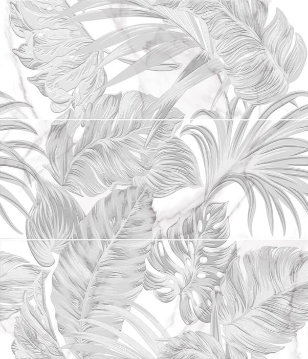 Декоративная плитка кер. Amazonia cgt белый (панно из 3-х плиток) l69х60 GLOBAL TILE Amazonia арт. П219061-1