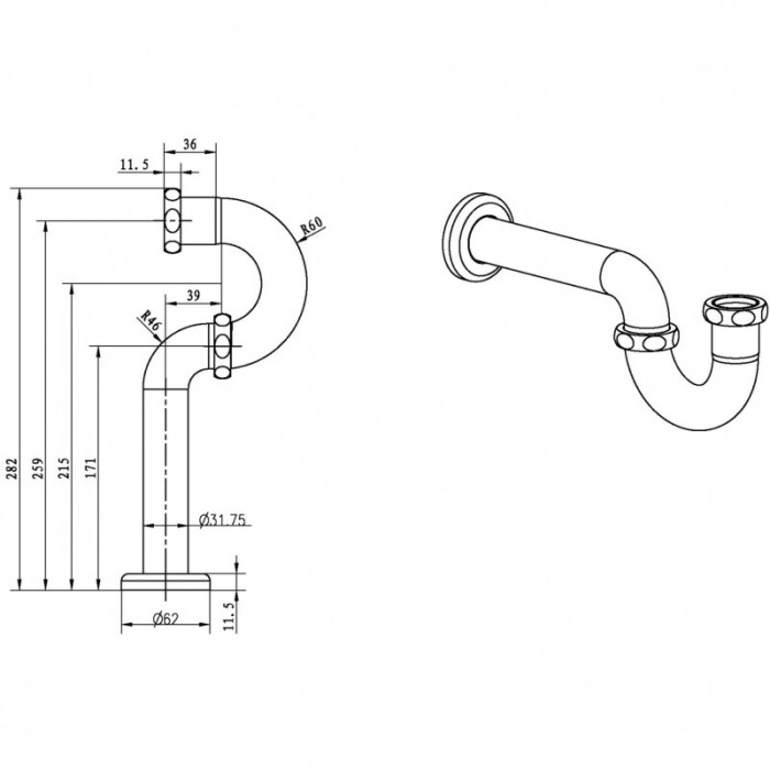 Сифон для раковины, бронза, Medici Boheme 607