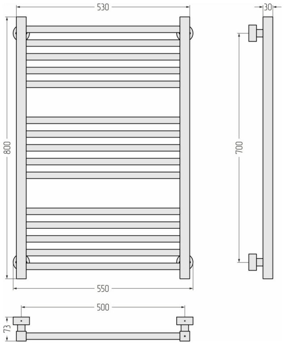 Сунержа Водяной полотенцесушитель 800x500, Модус PRO, 03-0450-8050 цвет: золото